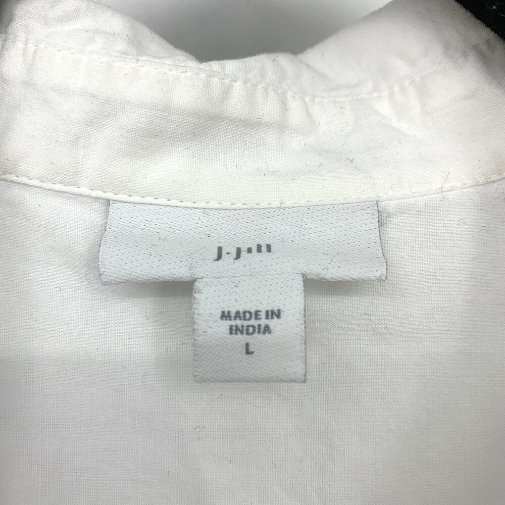 J Jill White Eyelet Embroidered Button Front Blouse Womens Large Cotton Boho Top - Picture 5 of 6